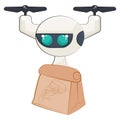 icon of a drone courier flying with a paper pizza package Royalty Free Stock Photo